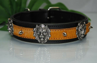 Lederhalsband Löwe mit Kuhfell 60cm x 4cm